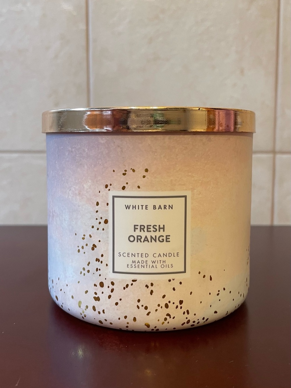 BATH BODY WORKS WHITE BARN FRESH ORANGE 3-WICK CANDLE Citrus Fruit Essential Oil
